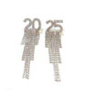 2025 Digital Rhinestone Letter Earrings For New Year Pendant Earrings Women's Festival Copper Inlaid Rhinestone Fashion Earrings Party Gift - Image 4